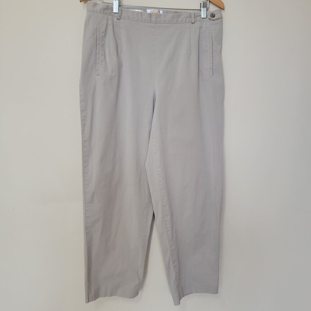 Talbots Woman 16W Tailored Fit Stretch Chino Khaki Side Zip Straight Leg Pants